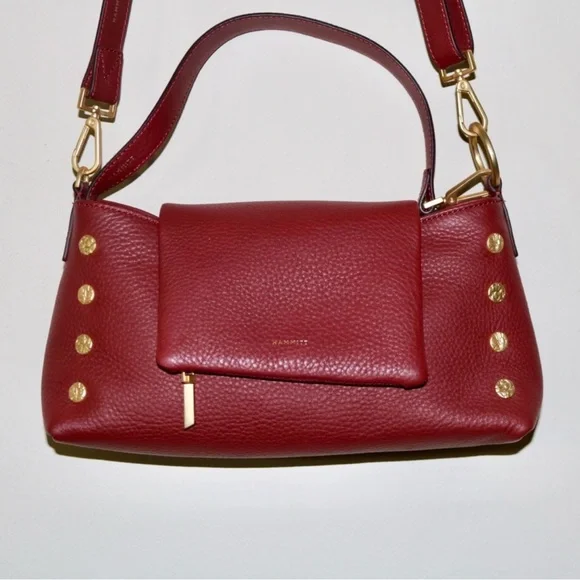Hammitt Brushed Gold Pebble Leather VIP Satchel in Pomodoro Red - Picture 8 of 15